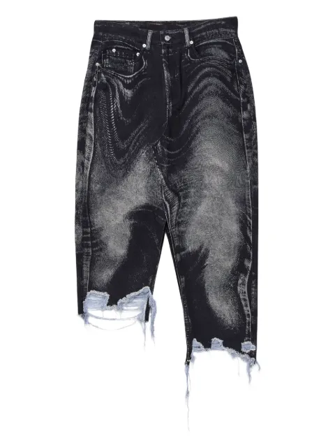 CamperLab acid-wash frayed denim skirt