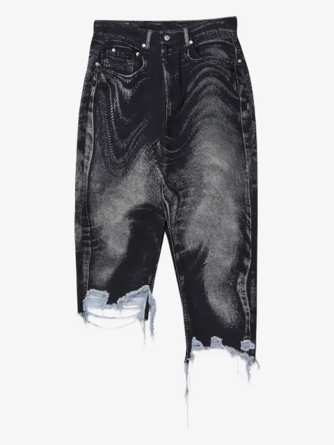 CamperLab Denim rok met franje en acid-wassing