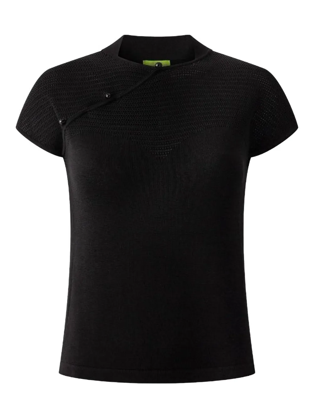 button-detail silk T-shirt