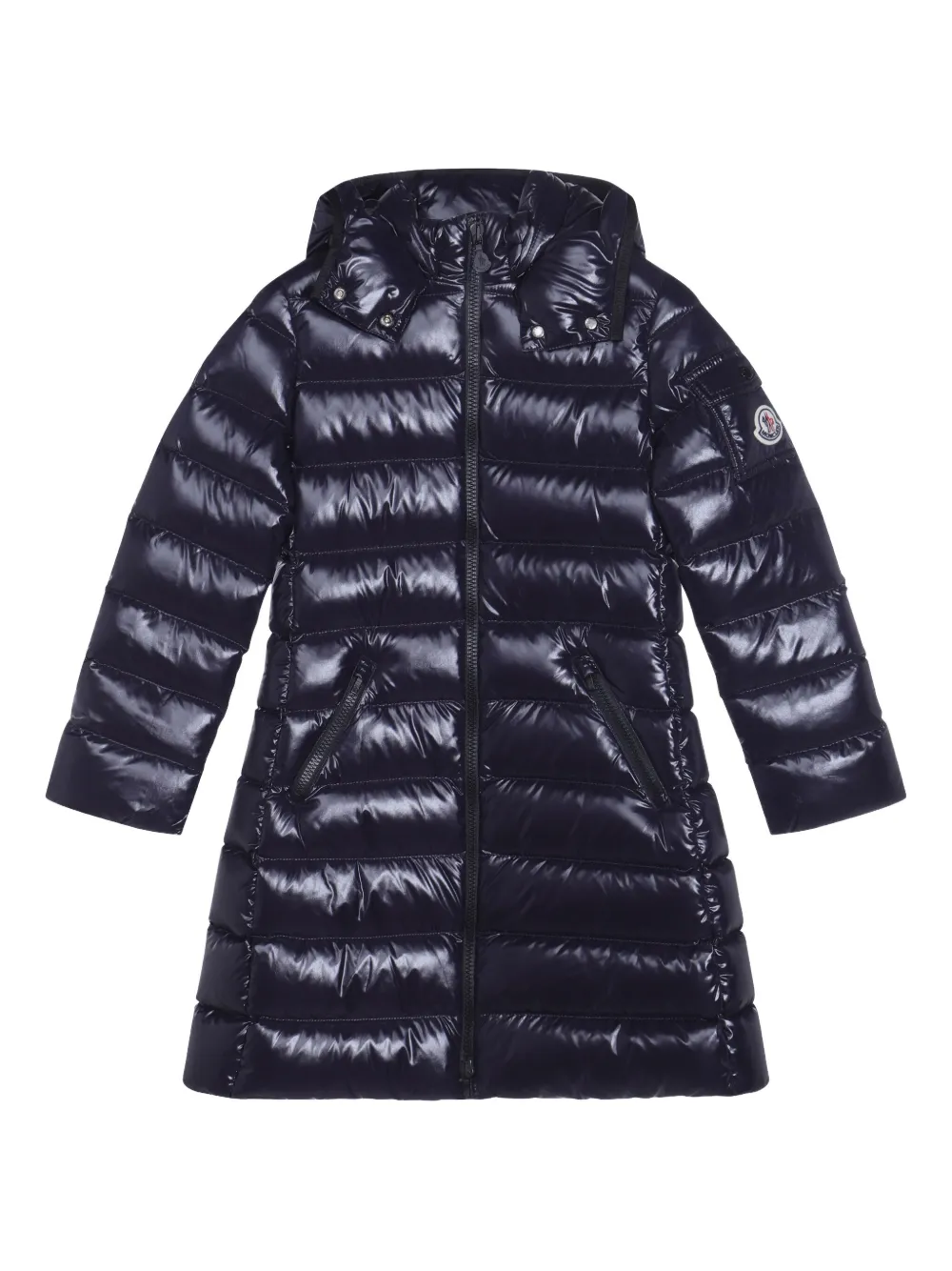 Moncler Enfant Moka hooded quilted coat Blauw