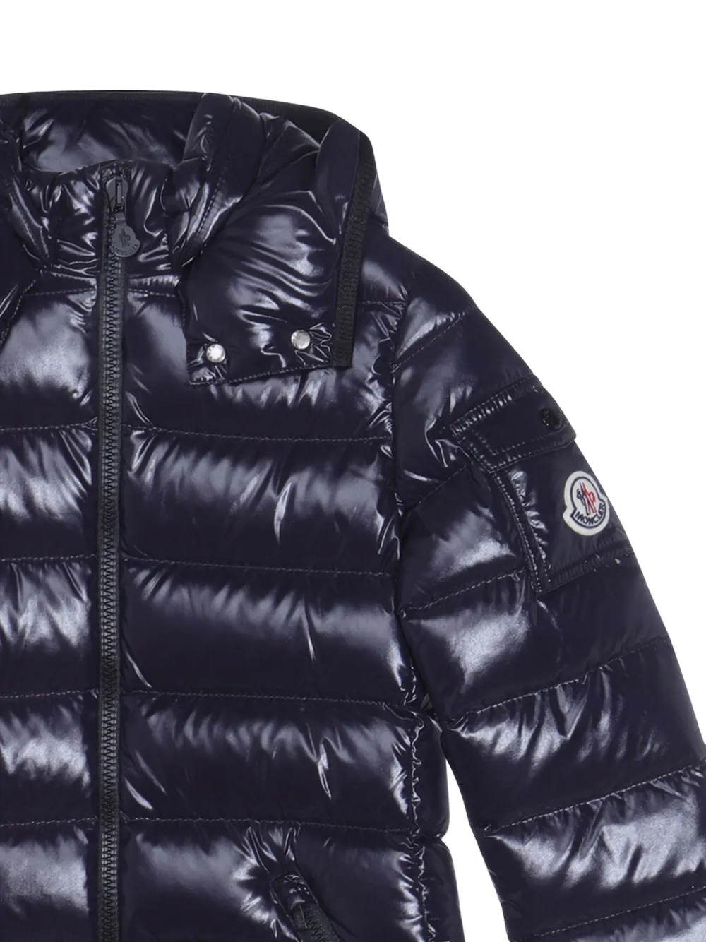 Moncler Enfant Moka hooded quilted coat Blauw
