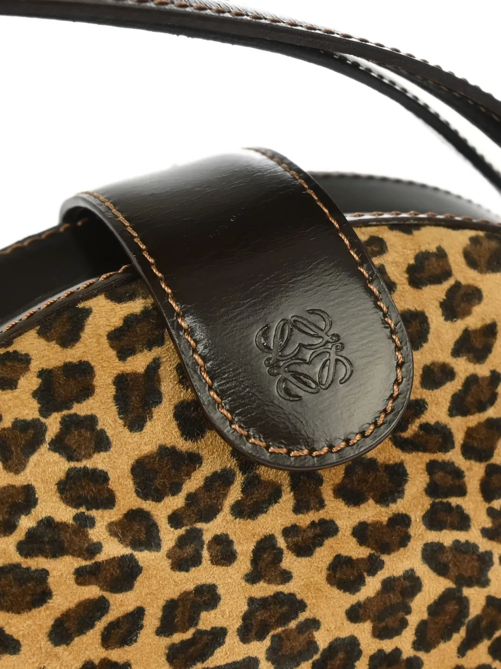 Pre-owned Loewe 1990-2000s Leopard-print Round 2way Tote Bag In Brown