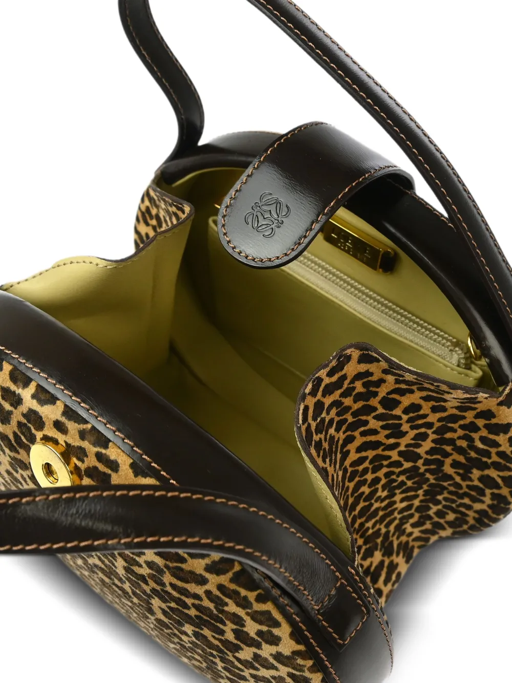 Pre-owned Loewe 1990-2000s Leopard-print Round 2way Tote Bag In Brown