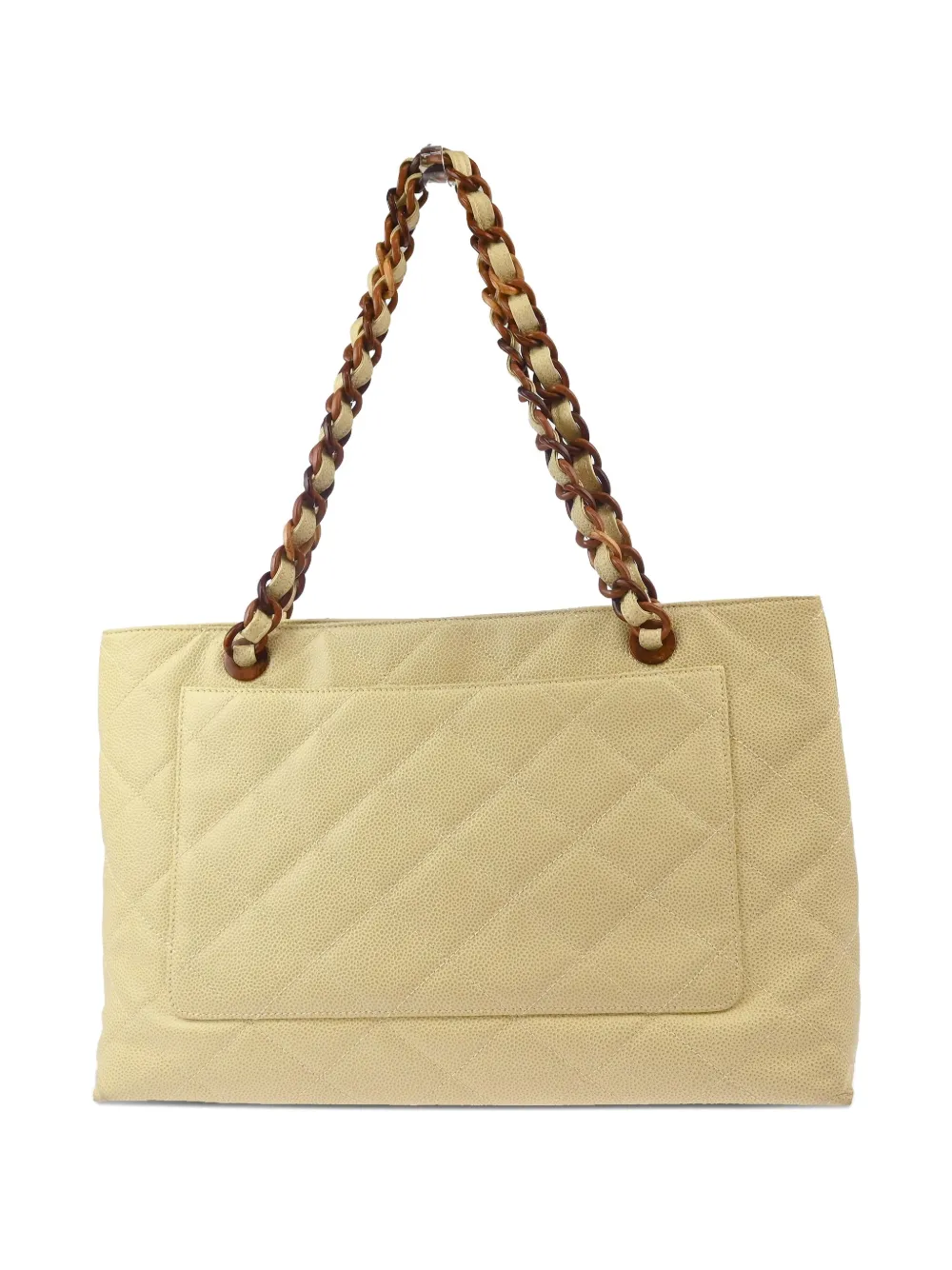 Pre-owned Chanel 2000 Quilted Leather Chain Handbag In Neutral