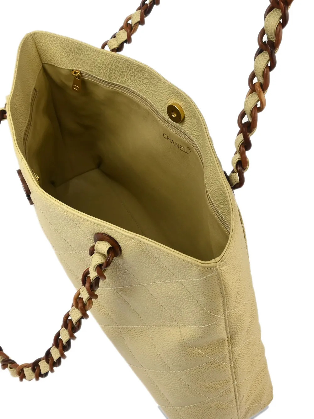 Pre-owned Chanel 2000 Quilted Leather Chain Handbag In Neutral
