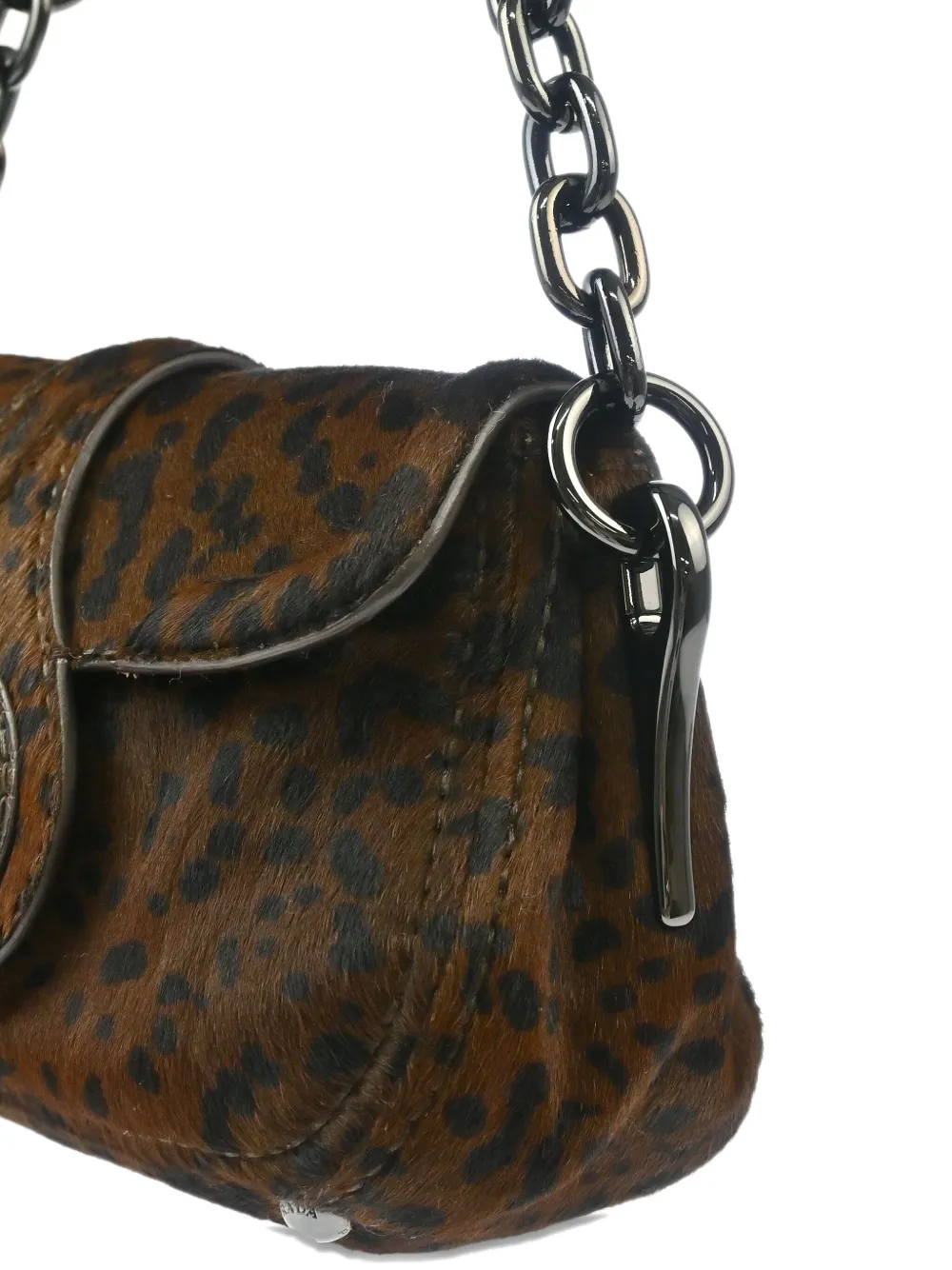 Pre-owned Prada 1990-2000s Pony Hair Leopard-print Shoulder Bag In Brown