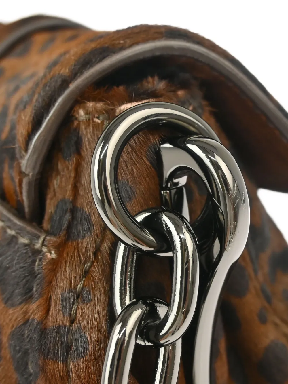Pre-owned Prada 1990-2000s Pony Hair Leopard-print Shoulder Bag In Brown