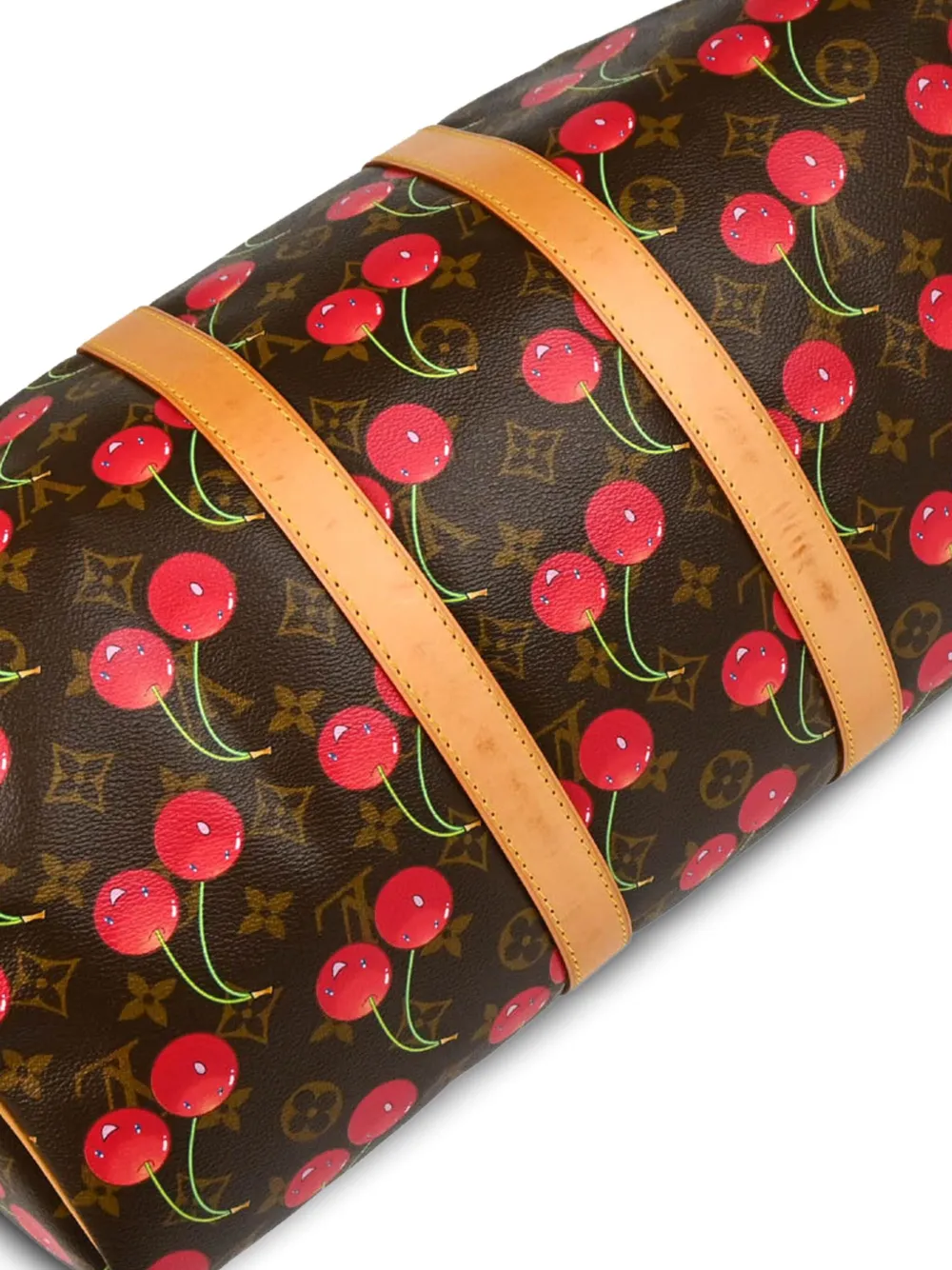 Pre-owned Louis Vuitton 2005 Monogram Cherry Keepall 45 Duffle Handbag In Brown