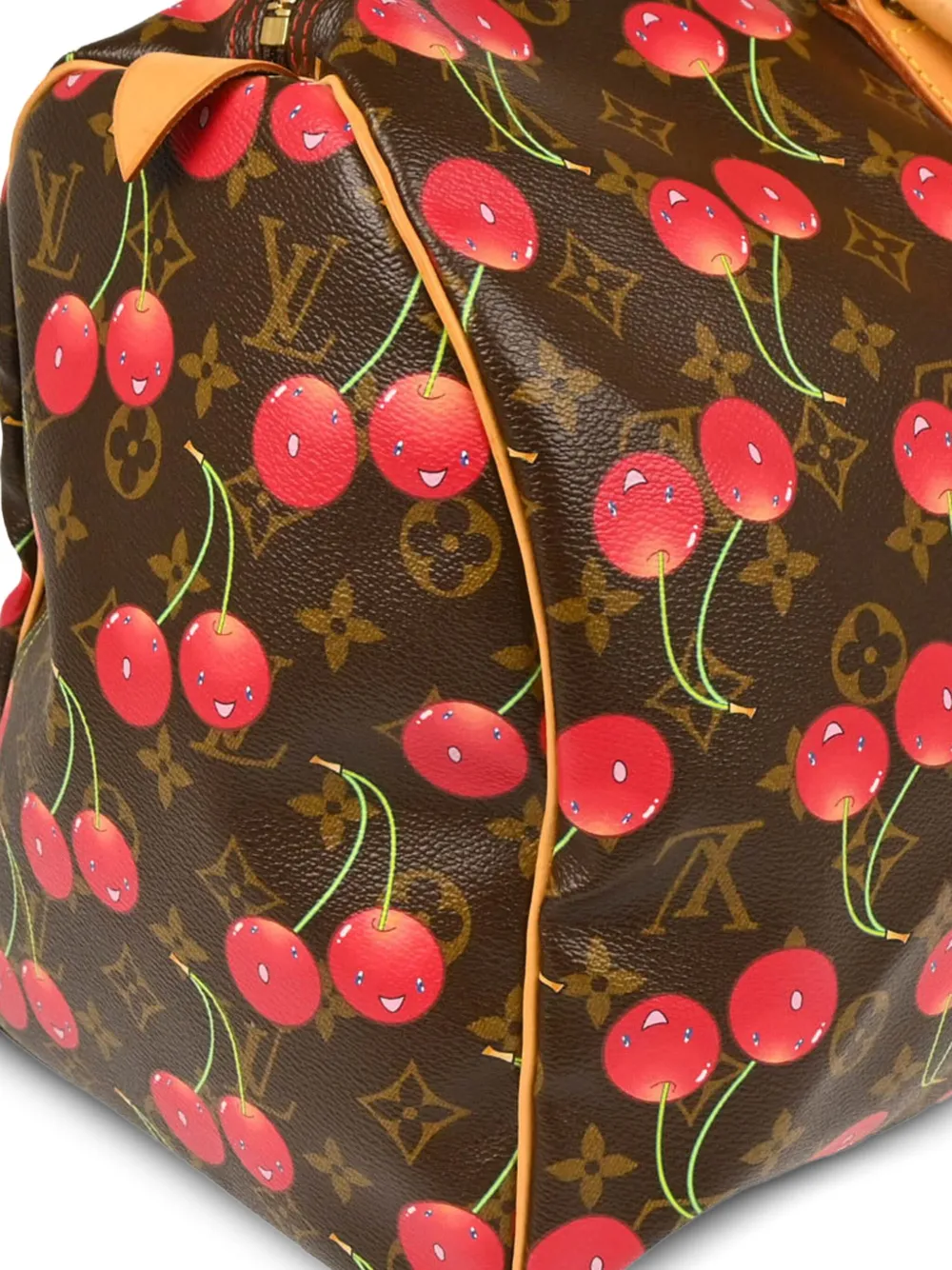 Pre-owned Louis Vuitton 2005 Monogram Cherry Keepall 45 Duffle Handbag In Brown