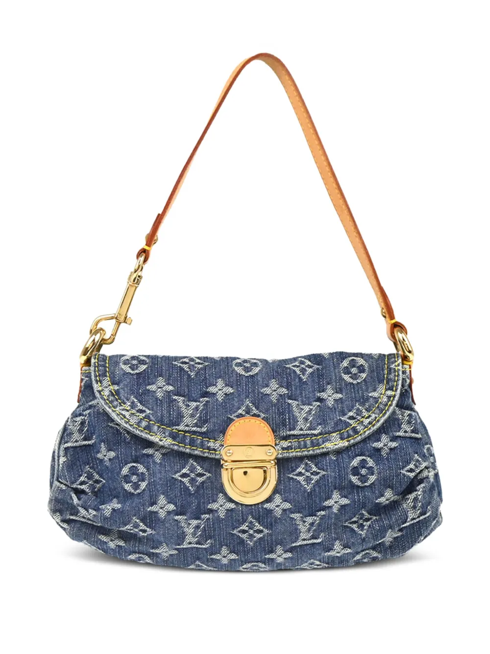 Pre-owned Louis Vuitton 2005 Monogram Denim Pleaty Handbag In Blue