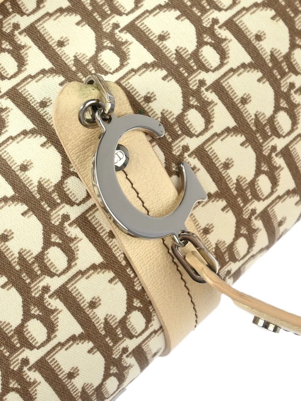 Pre-owned Dior 2005 Trotter Floral Tote Bag In Neutral