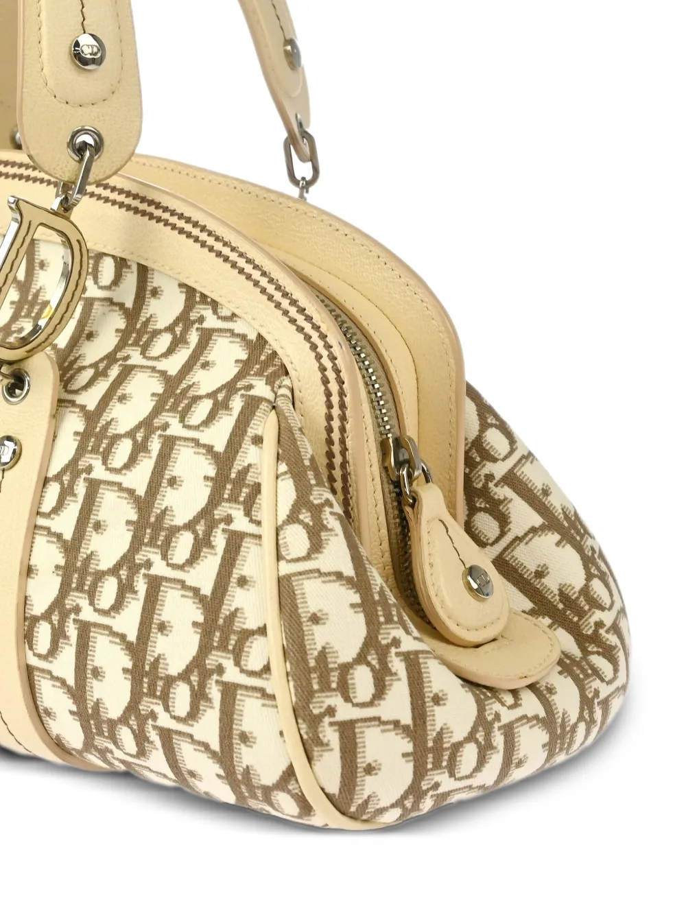 Pre-owned Dior 2005 Trotter Floral Tote Bag In Neutral