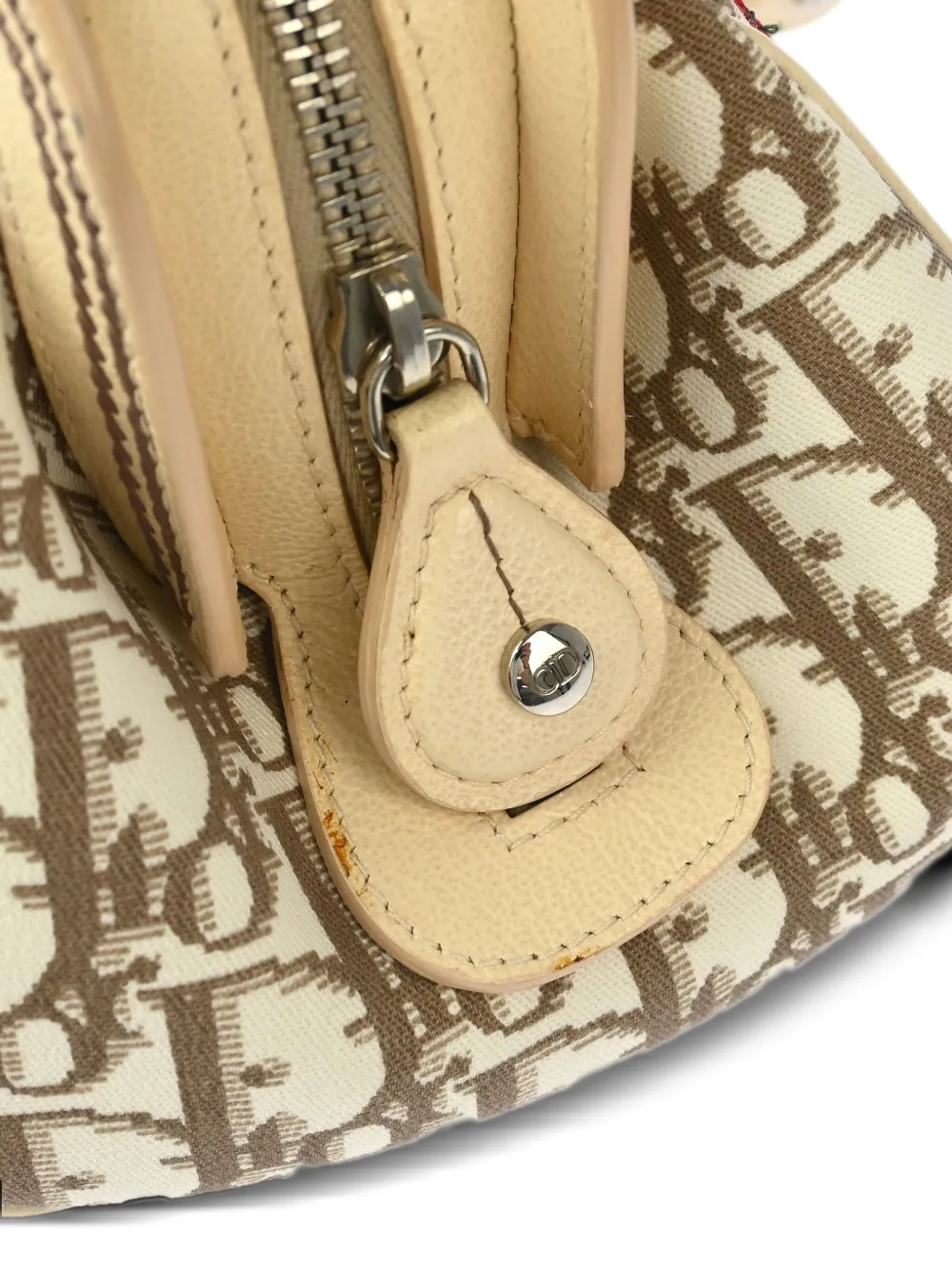 Pre-owned Dior 2005 Trotter Floral Tote Bag In Neutral