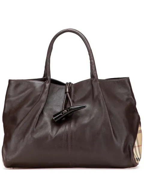 Burberry Pre-Owned 2000-2017 Medium House Check Trimmed Leather Horn Toggle tote bag