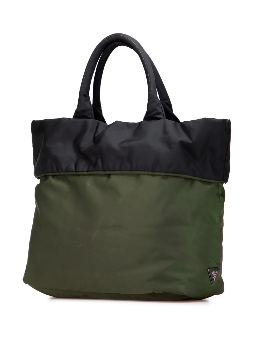 Pre-owned Prada 2000-2015 Tessuto Reversible Satchel In Green