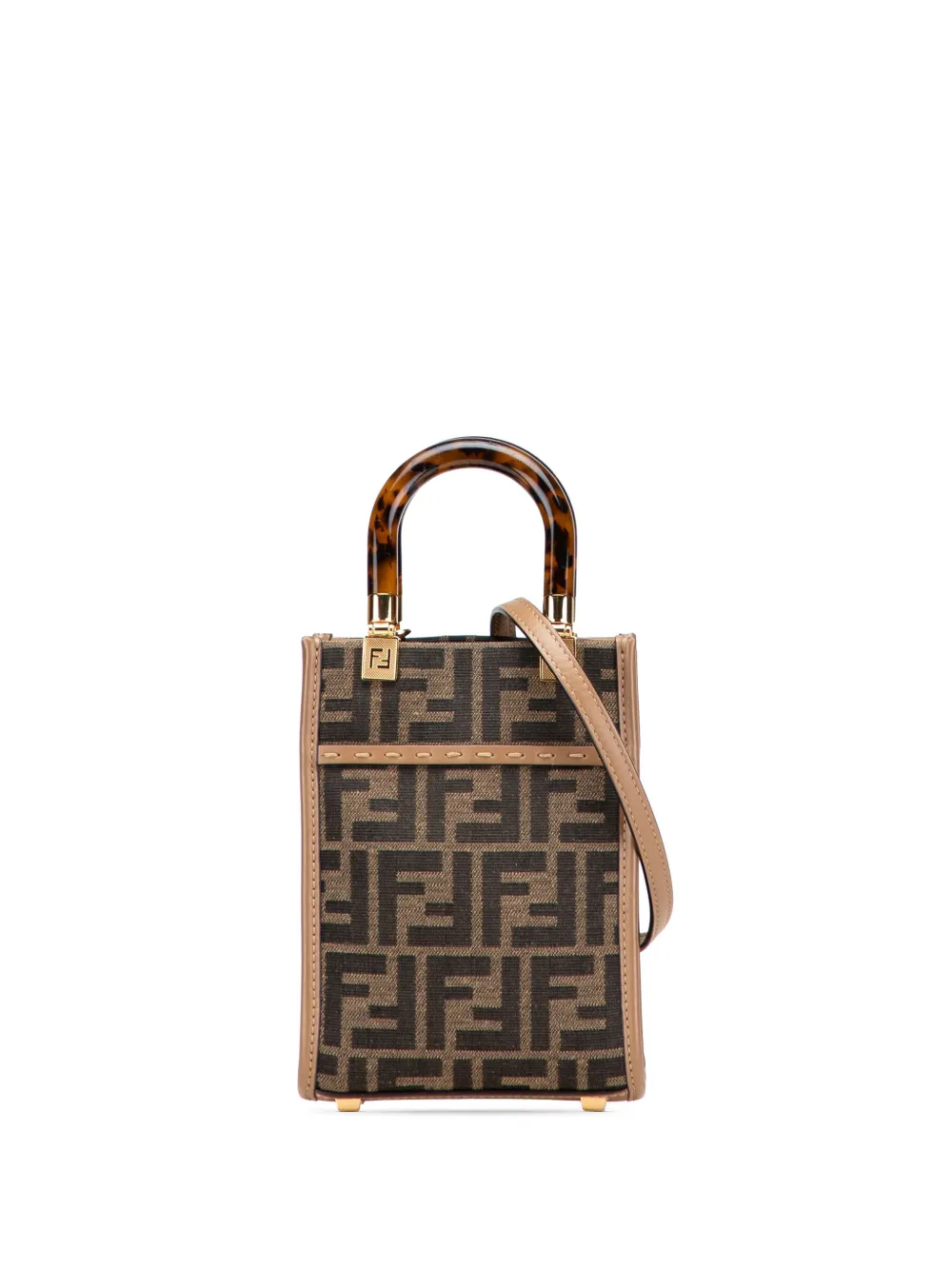 Fendi Pre-Owned 2010-2025 Mini Zucca Canvas Sunshine Shopper Tote Fendi Pre-Owned 2010-2025 Mini Zucca Canvas Sunshine Shopper Tote