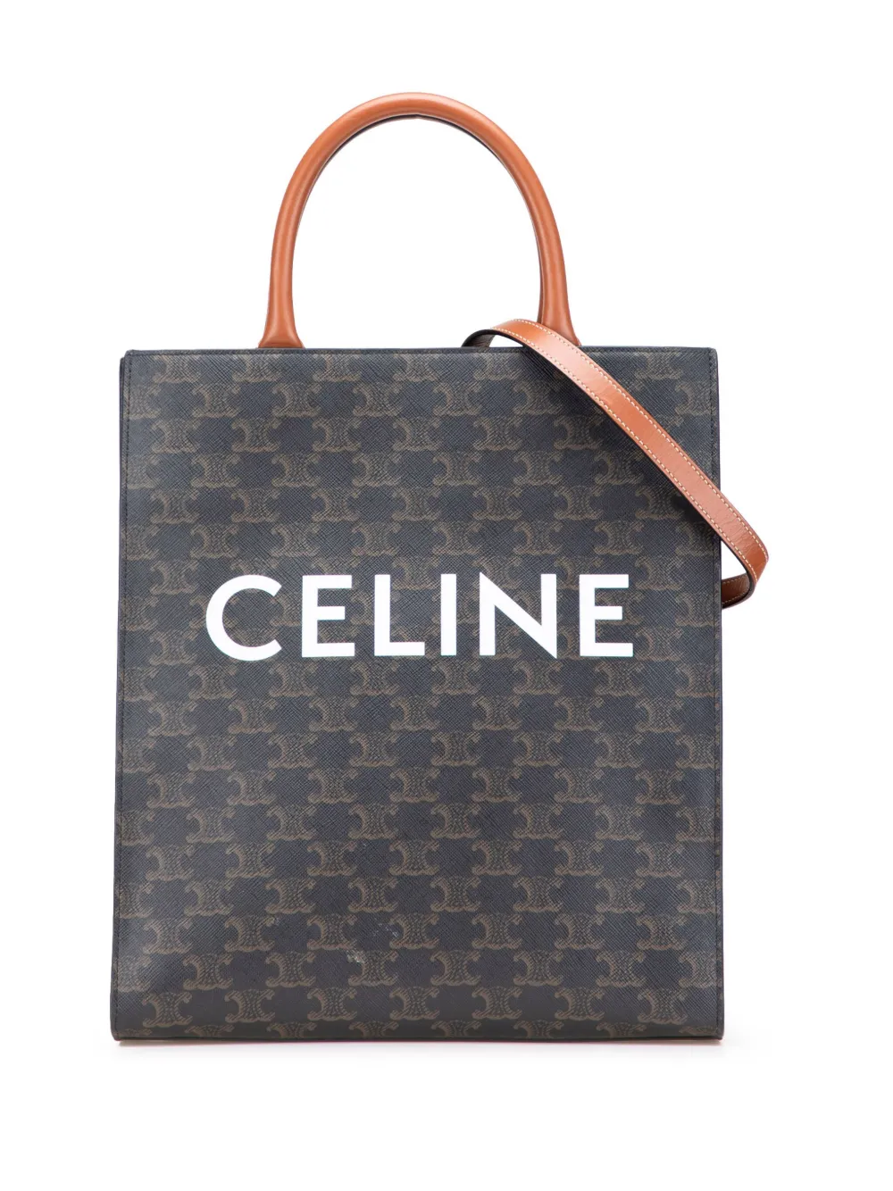 Céline Pre-Owned 2021 Small Triomphe Coated Canvas Vertical Cabas Tote Céline Pre-Owned 2021 Small Triomphe Coated Canvas Vertical Cabas Tote