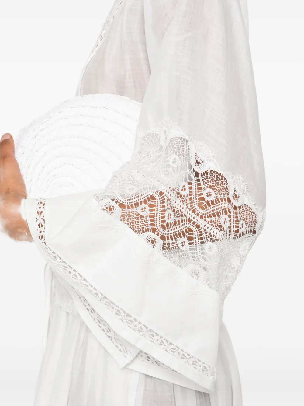 Ermanno Scervino Gelaagde jurk met kanten afwerking Wit