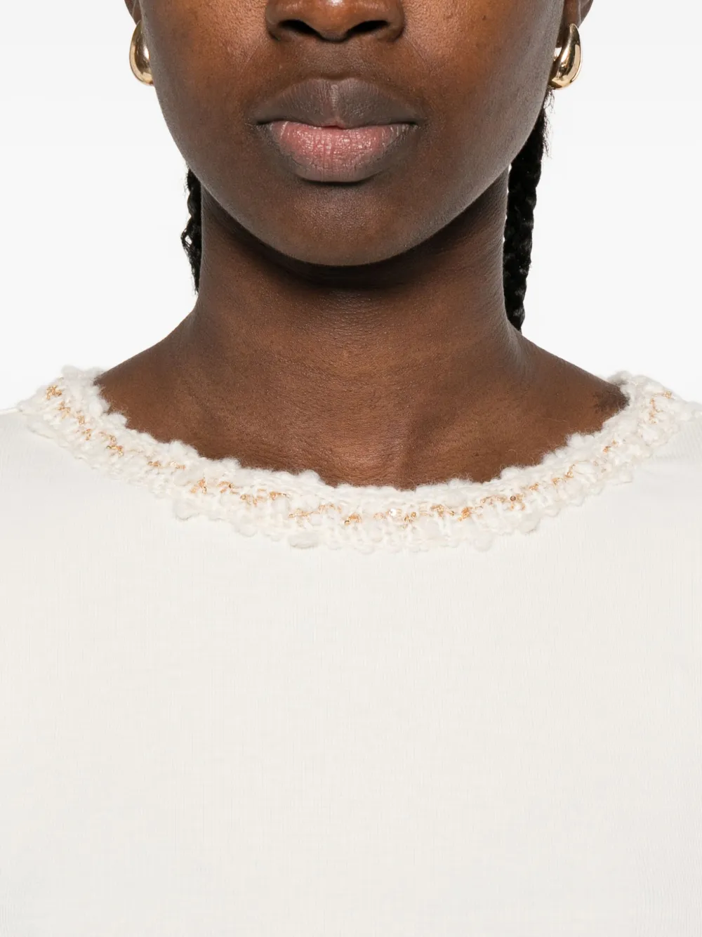 Fabiana Filippi embellished three-quarter sleeve T-shirt Beige