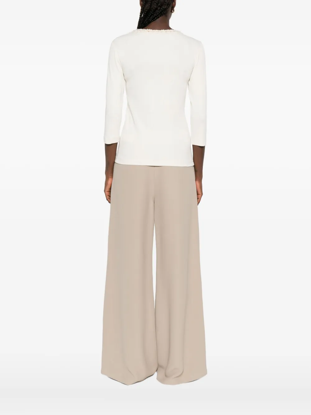 Fabiana Filippi embellished three-quarter sleeve T-shirt Beige