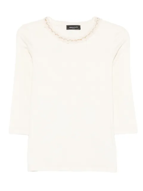 Fabiana Filippi embellished three-quarter sleeve T-shirt