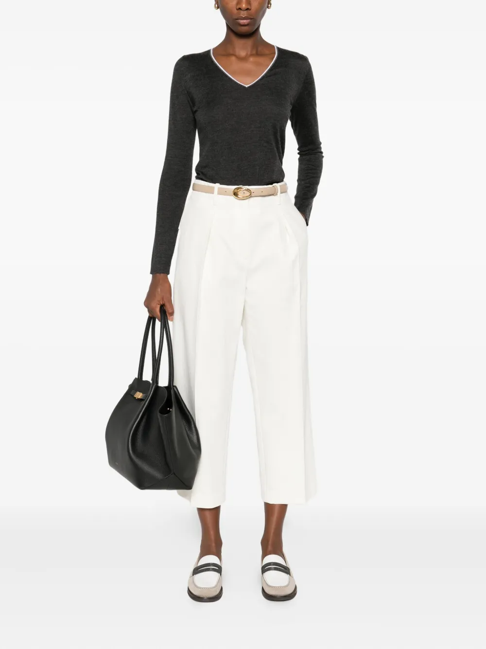 Brunello Cucinelli Broek met geplooide voorkant Beige