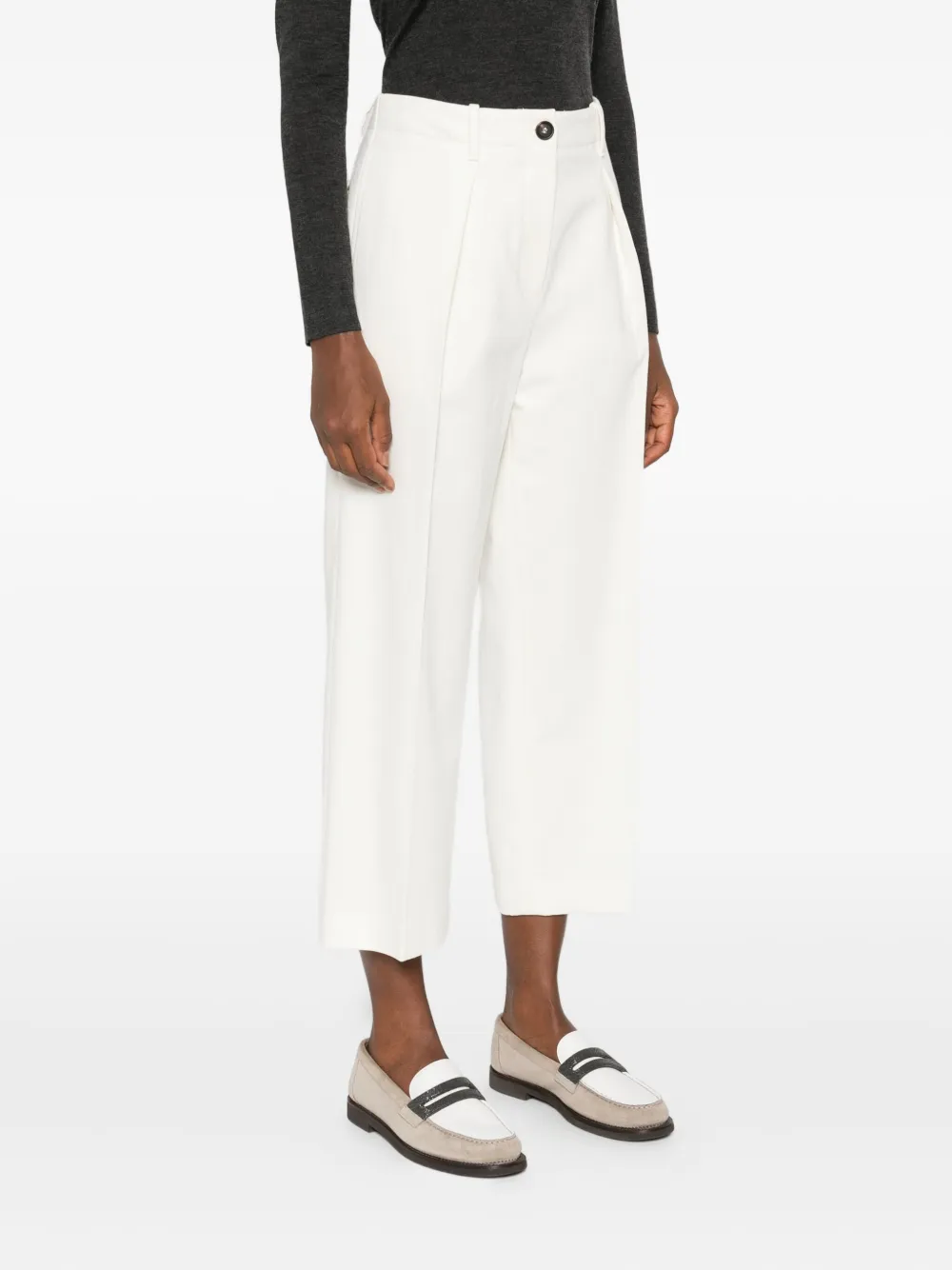 Brunello Cucinelli Broek met geplooide voorkant Beige