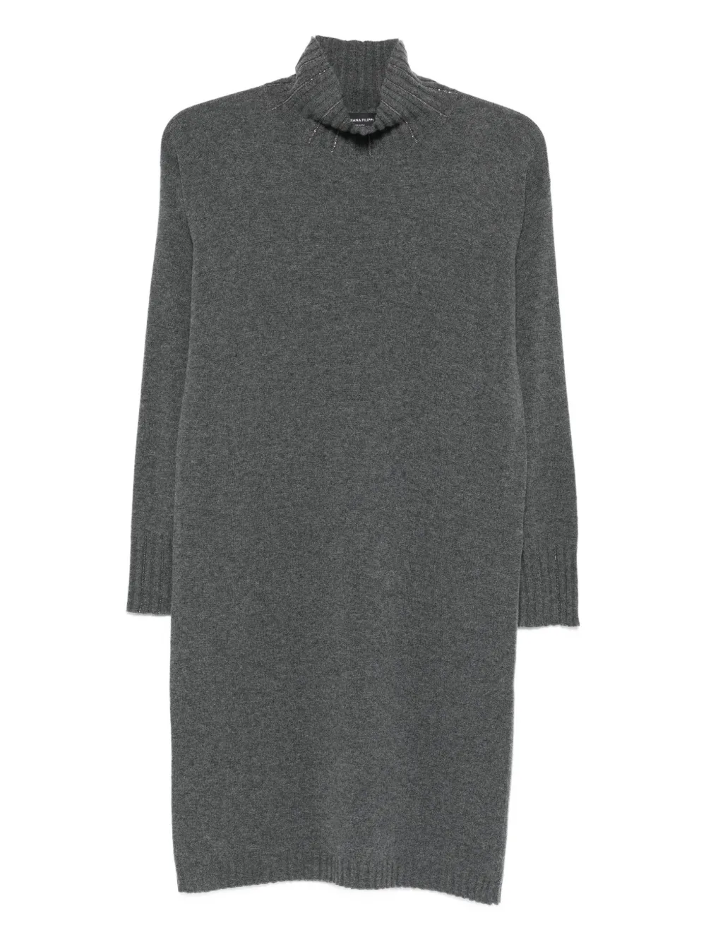 Fabiana Filippi embellished-neckline turtleneck mini dress Grijs