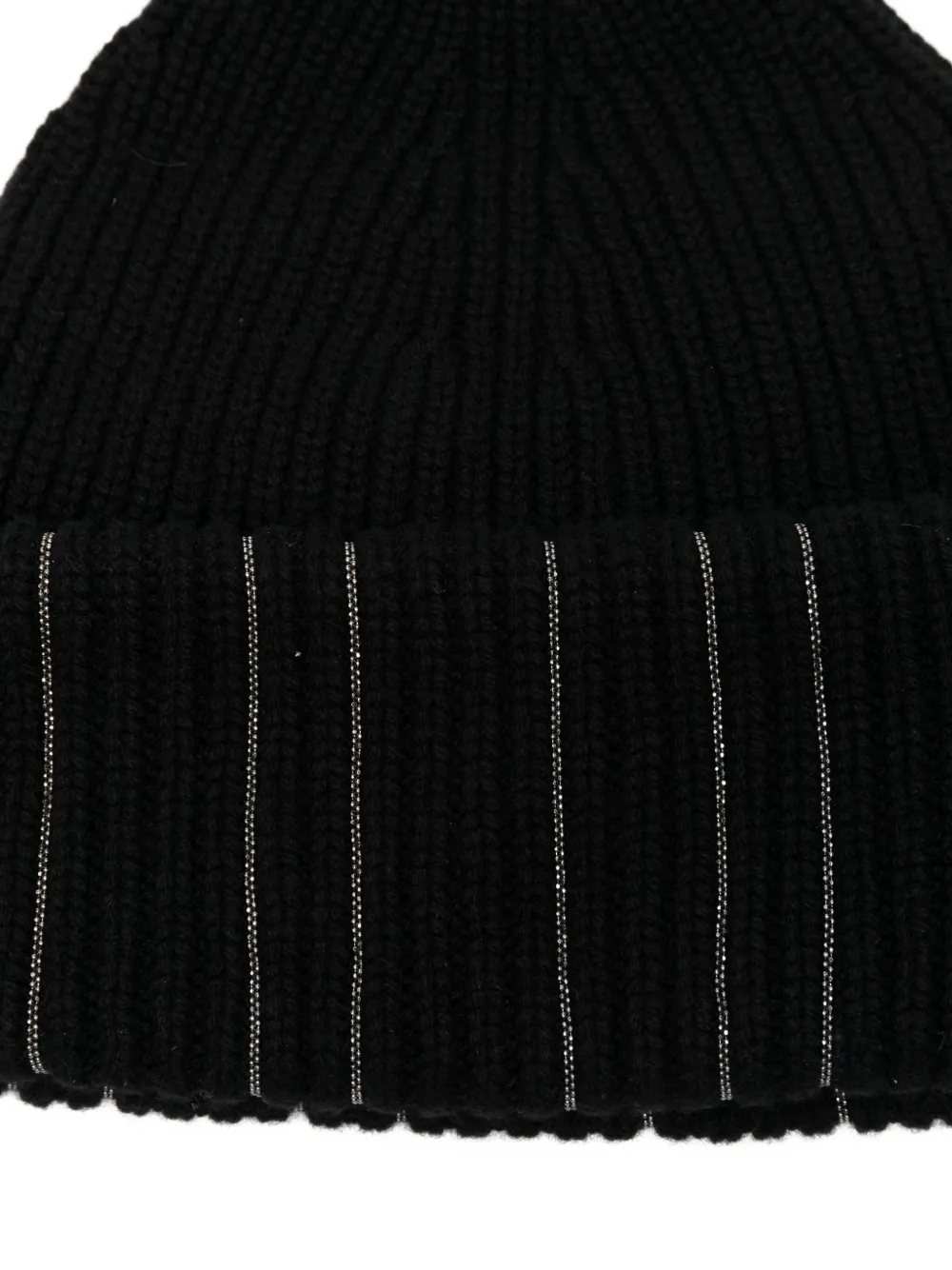 Fabiana Filippi ribbed metallic-detail beanie hat Zwart