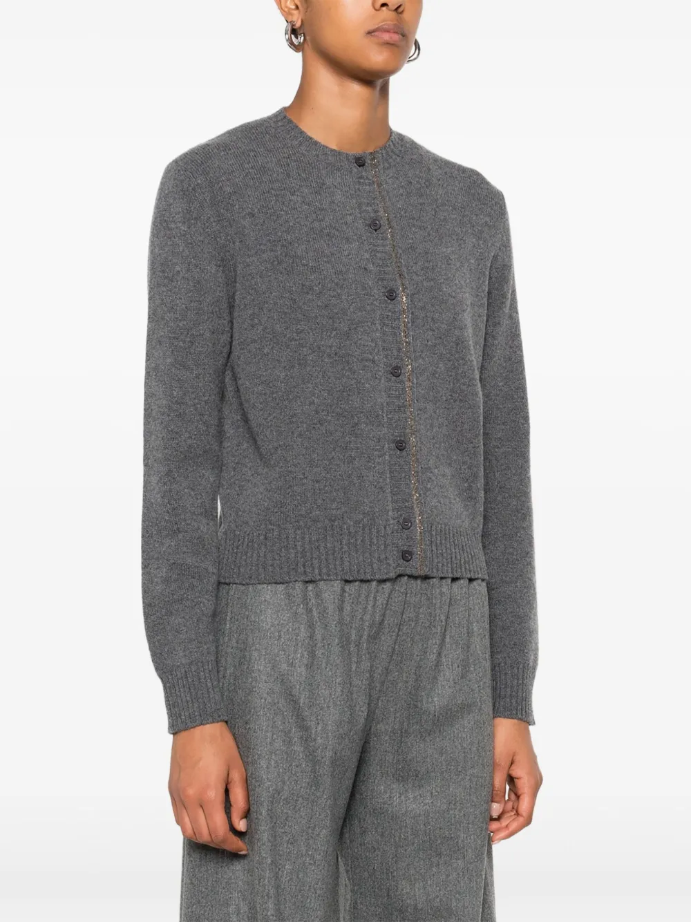  Fabiana Filippi Embellished Button-front Cardigan - Grey 