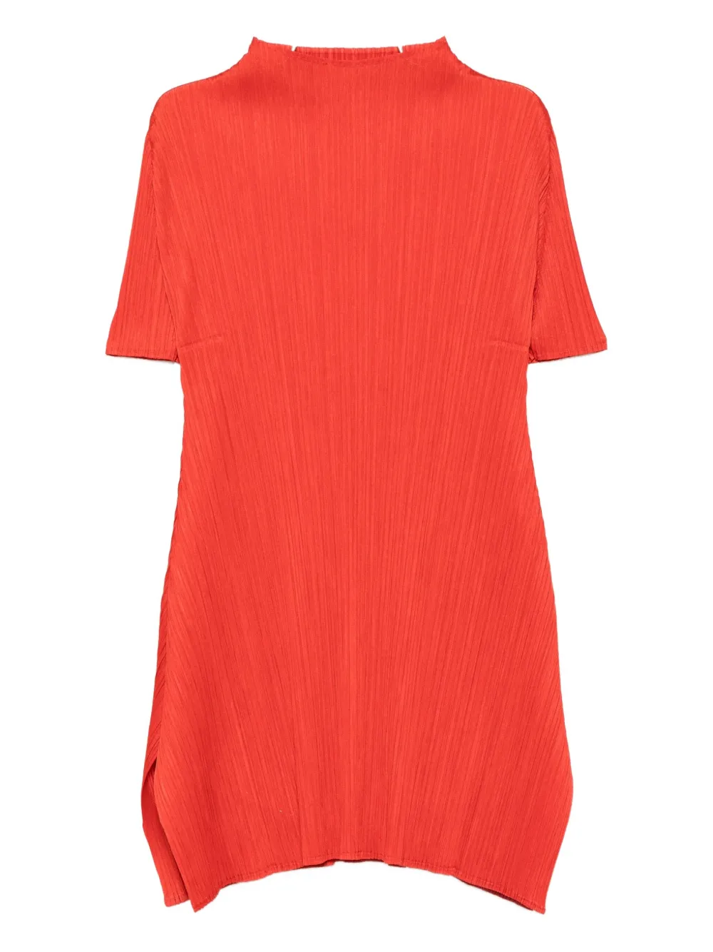Issey Miyake Pleated High-neck Mini Dress In Red