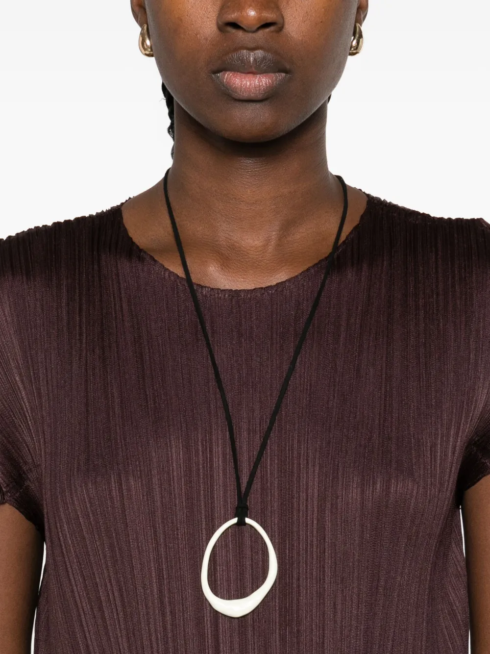 Pleats Please Issey Miyake Geplooide top met ronde hals Bruin
