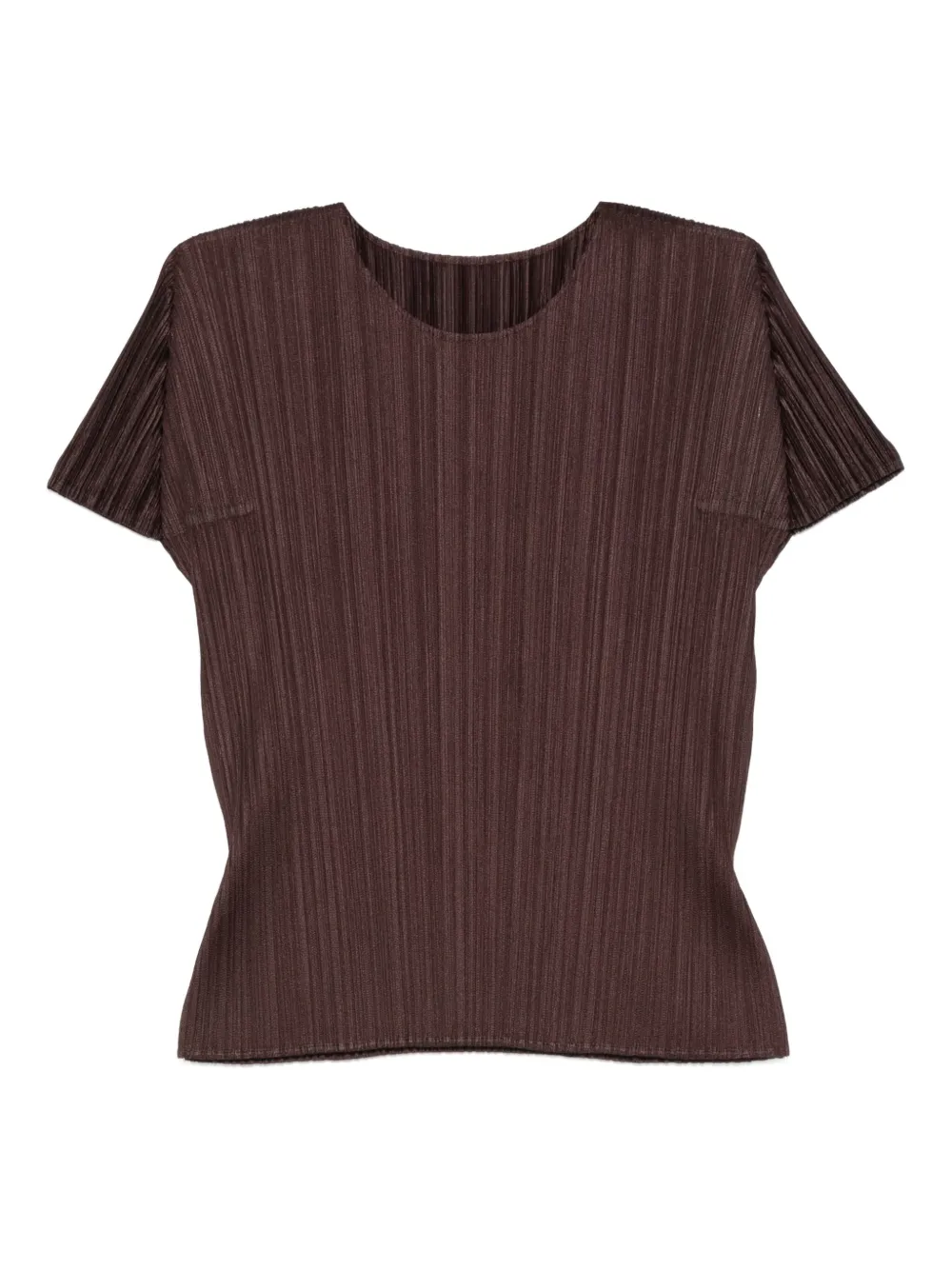Pleats Please Issey Miyake Geplooide top met ronde hals Bruin