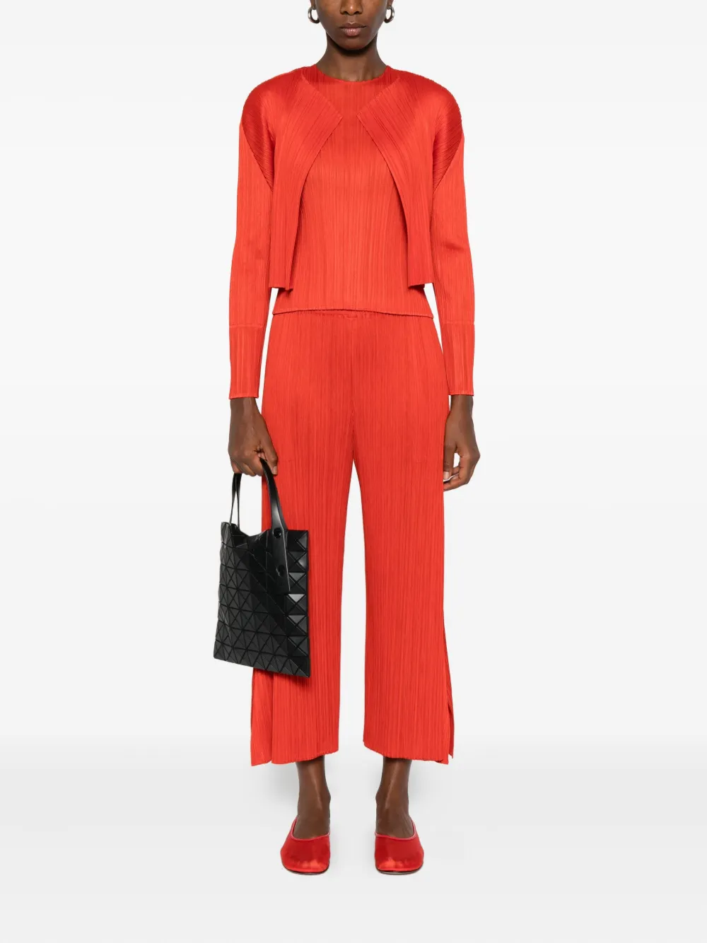 Pleats Please Issey Miyake pleated cardigan - Rood