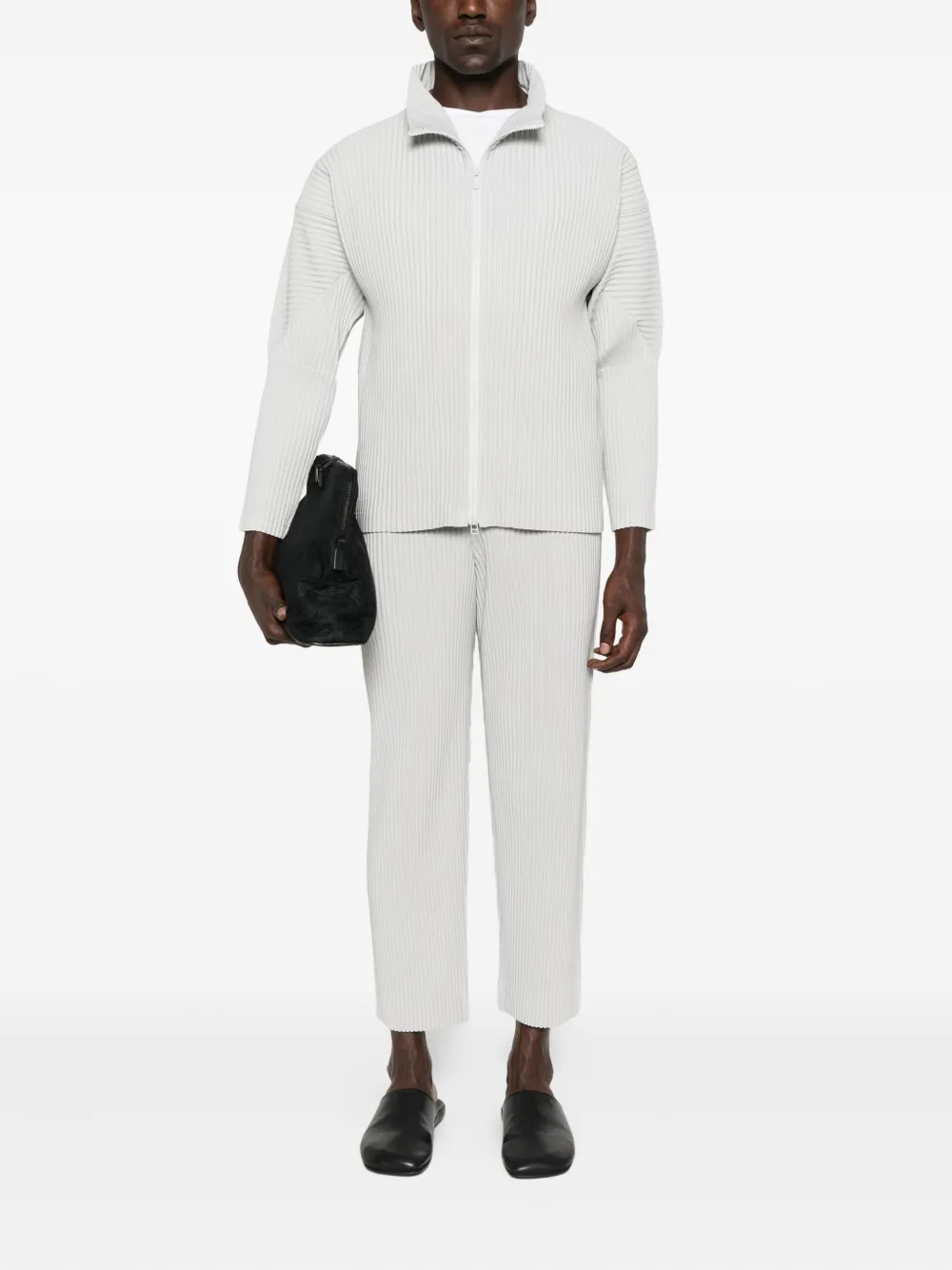 Homme Plissé Issey Miyake plissé elasticated trousers - Grijs