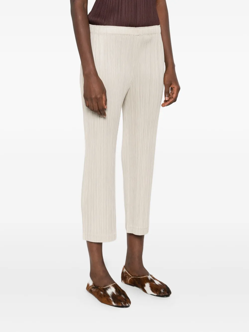 Pleats Please Issey Miyake Plissé elastische broek Beige