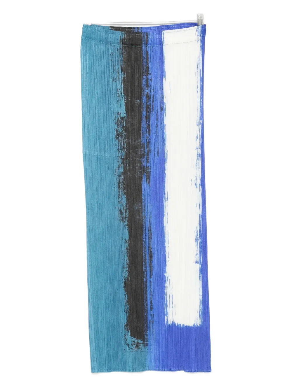 Issey Miyake Pleats Please Women Pleated Printed Long Skirt In Blue