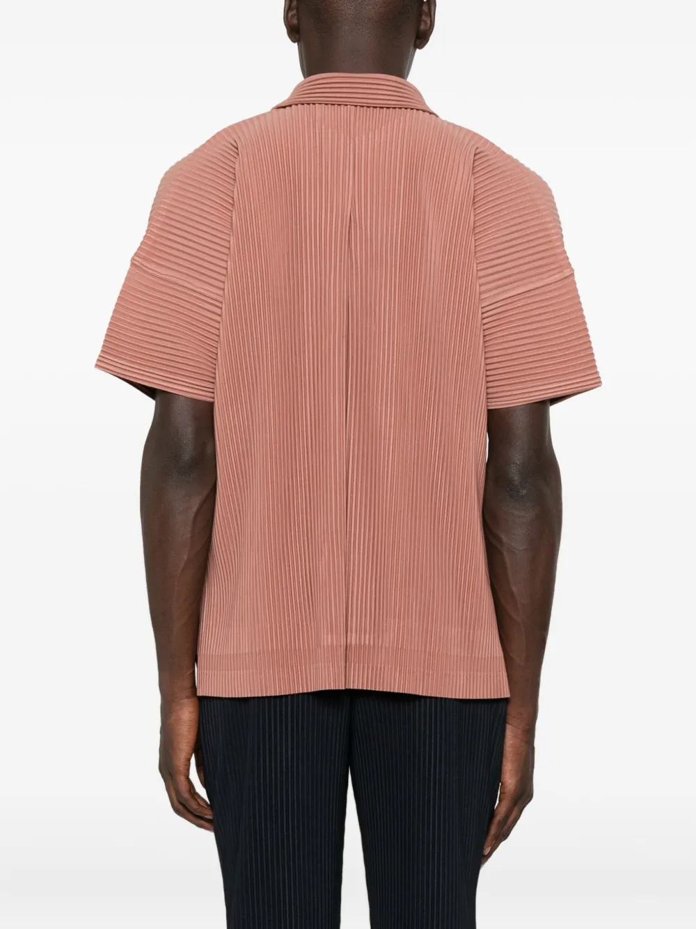 Homme Plissé Issey Miyake Geplooid overhemd met korte mouwen Rood
