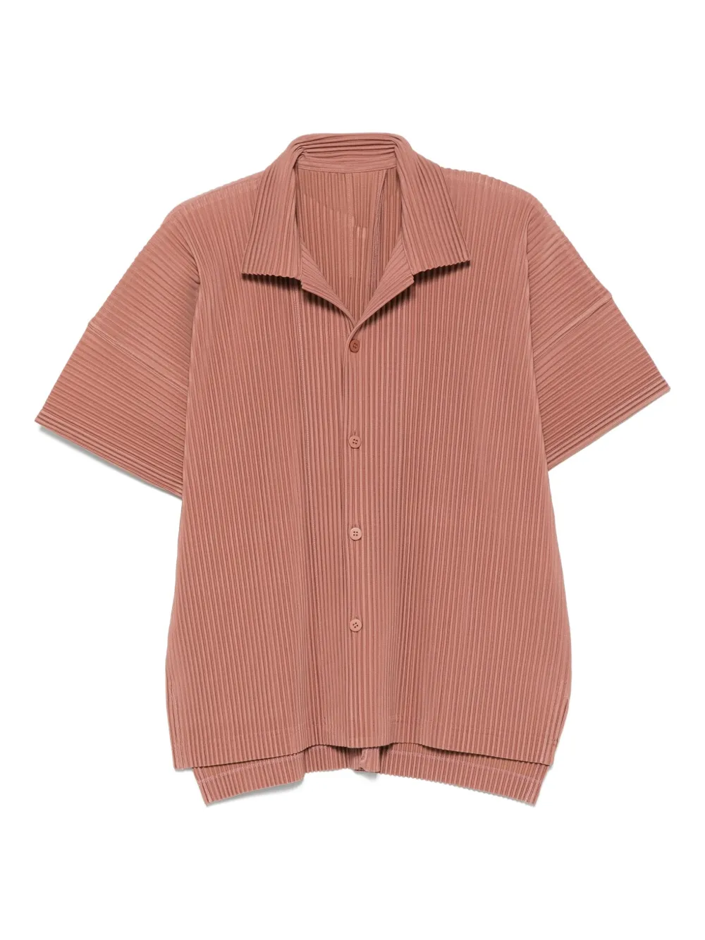 Homme Plissé Issey Miyake Geplooid overhemd met korte mouwen Rood