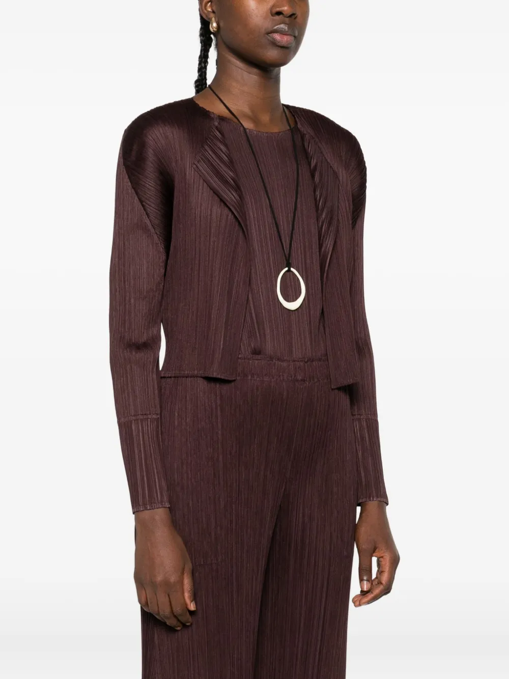 Pleats Please Issey Miyake Geplooid vest Bruin