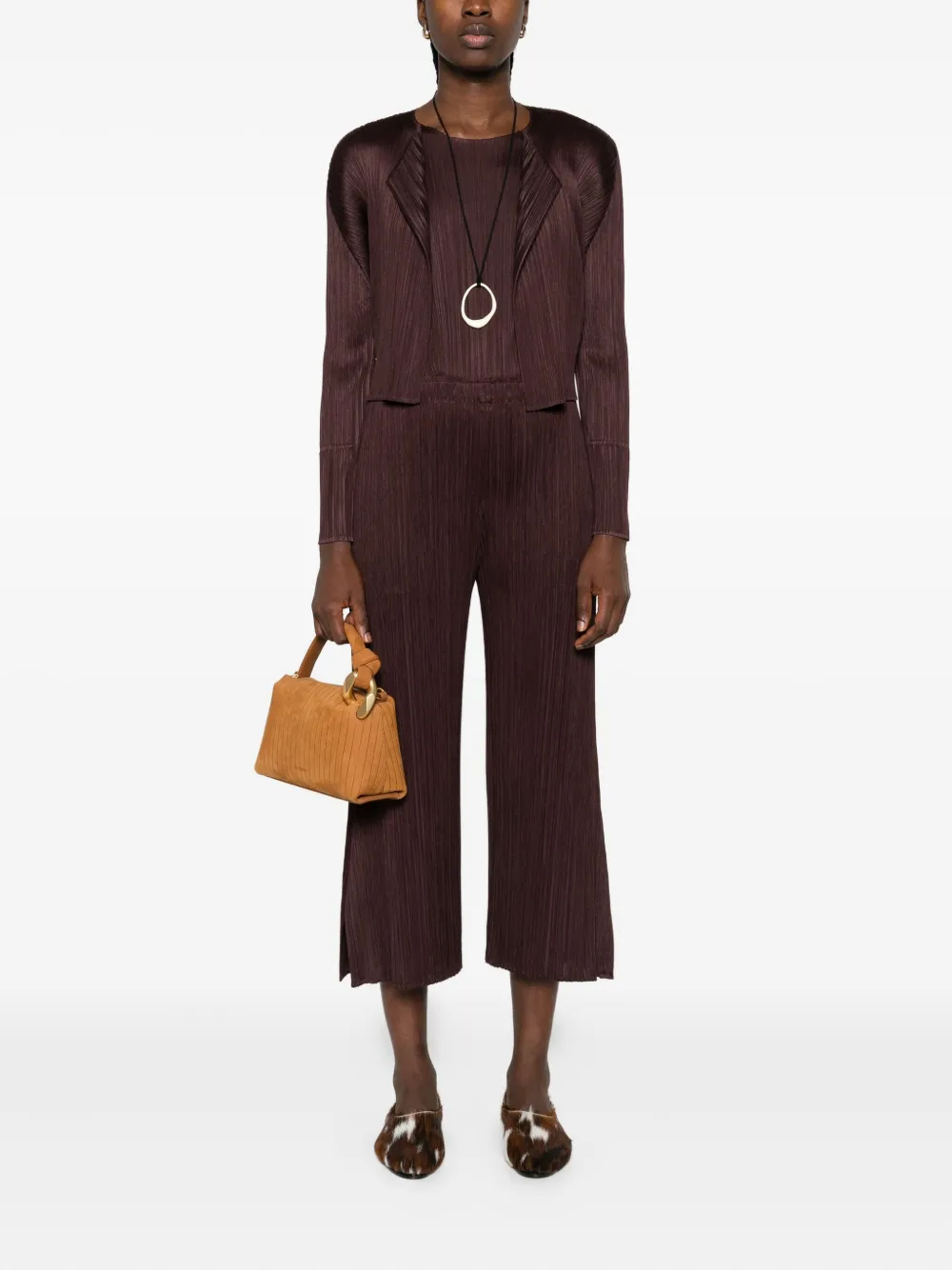Pleats Please Issey Miyake Geplooid vest Bruin