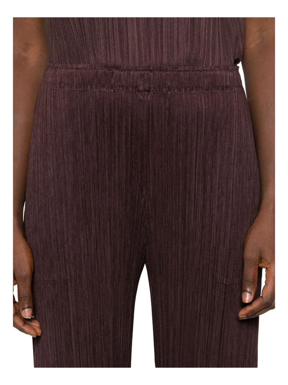 Pleats Please Issey Miyake Plissé broek met split Bruin