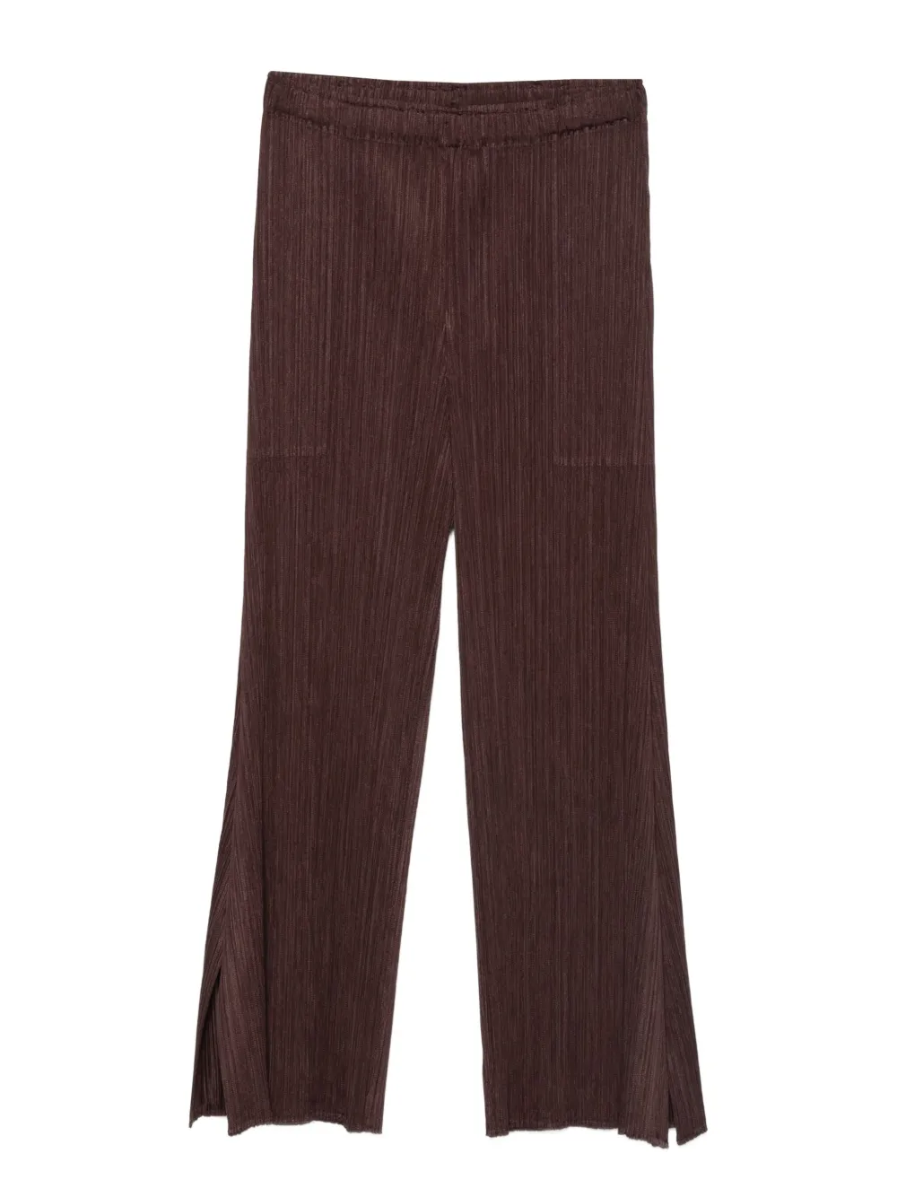 Pleats Please Issey Miyake Plissé broek met split Bruin