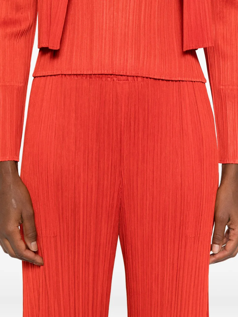 Pleats Please Issey Miyake Plissé elastische broek Rood