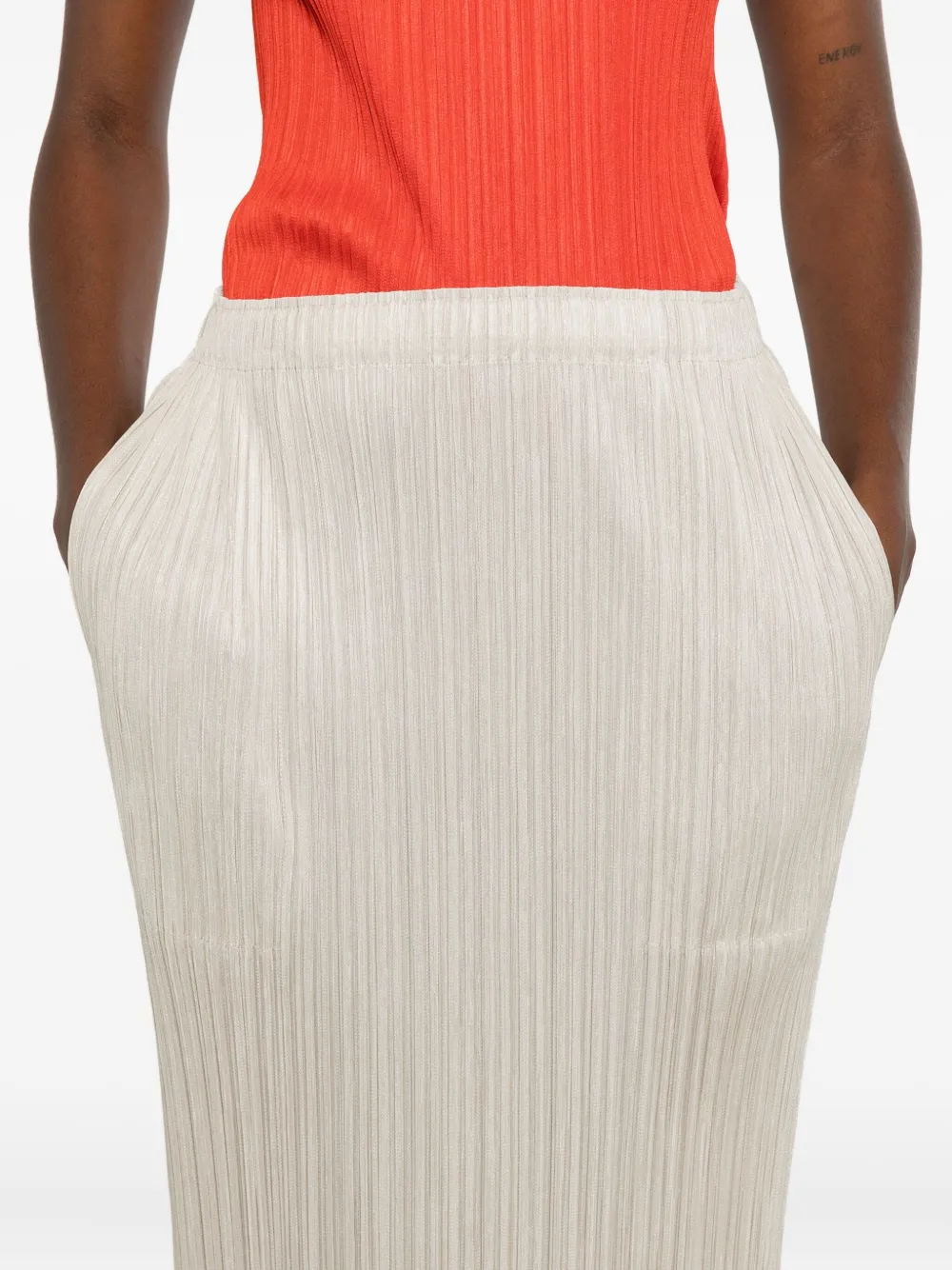 Pleats Please Issey Miyake Straight plooirok Beige