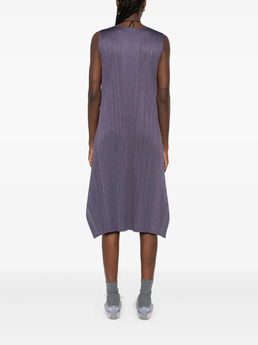 Pleats Please Issey Miyake Geplooide mouwloze midi-jurk Grijs