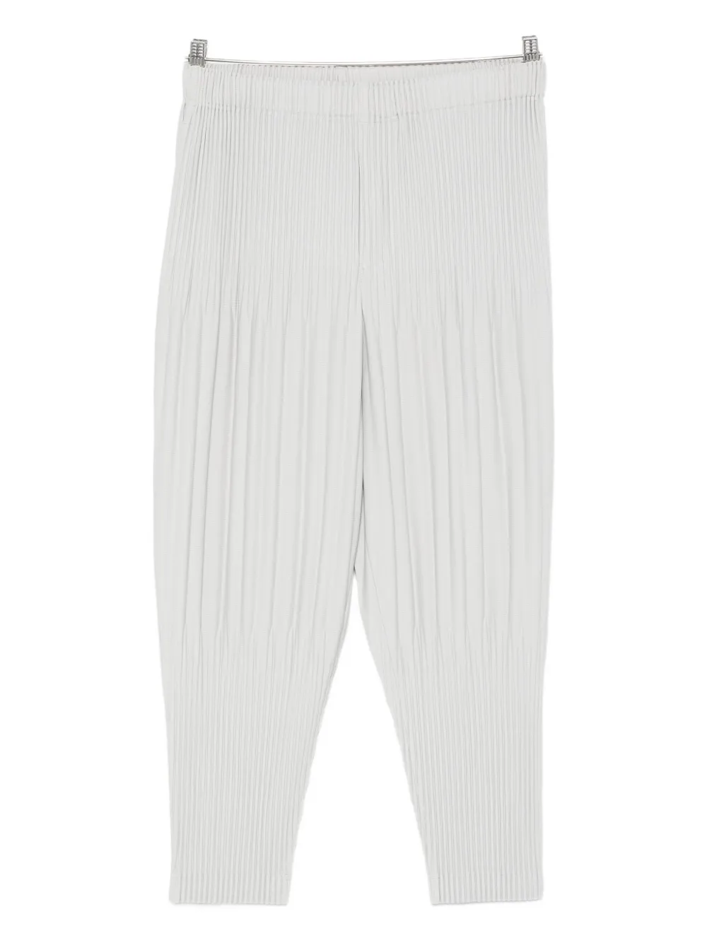Issey Miyake Basic Pleated Tapered-leg Knitted Trousers In Gray