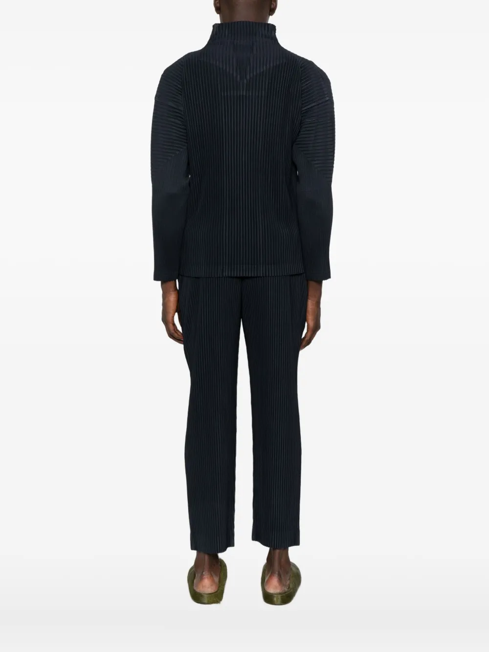 Issey Miyake Homme Plisse'  Men Pleated Zipped Shirt In Blue