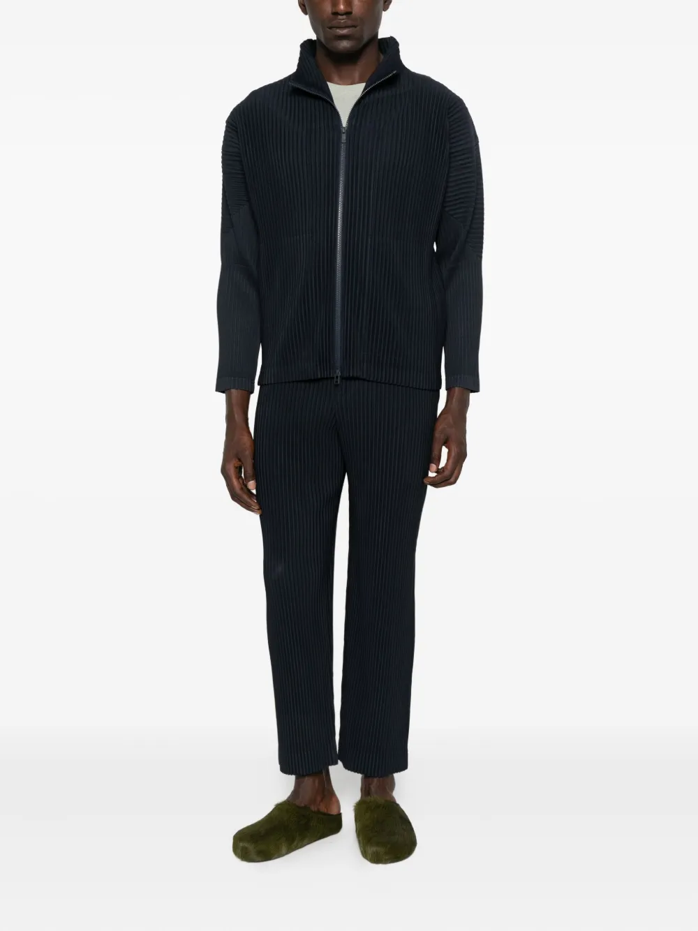 Homme Plissé Issey Miyake Geplooid shirtjack met rits Blauw
