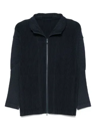 Homme Plissé Issey Miyake Pleated zip-front Shirt Jacket | Blue